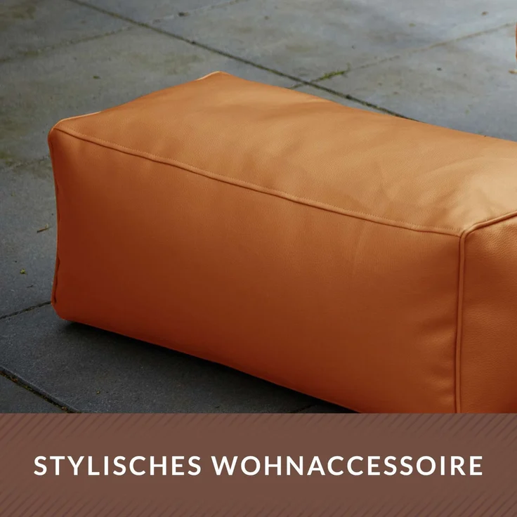 Green Bean® Sitzhocker aus Kunstleder - Pouf mit EPS Perlen Füllung - 70 x 33 x 28cm - perfekte Ergänzung zum Sitzsack - Cognac – Bild 8