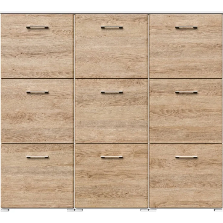 Schuhschrank XL Emotion 9 Klappen 36 Paar 157x141 cm Weiss-Eiche : Weissmatt / Eiche hell – Bild 7