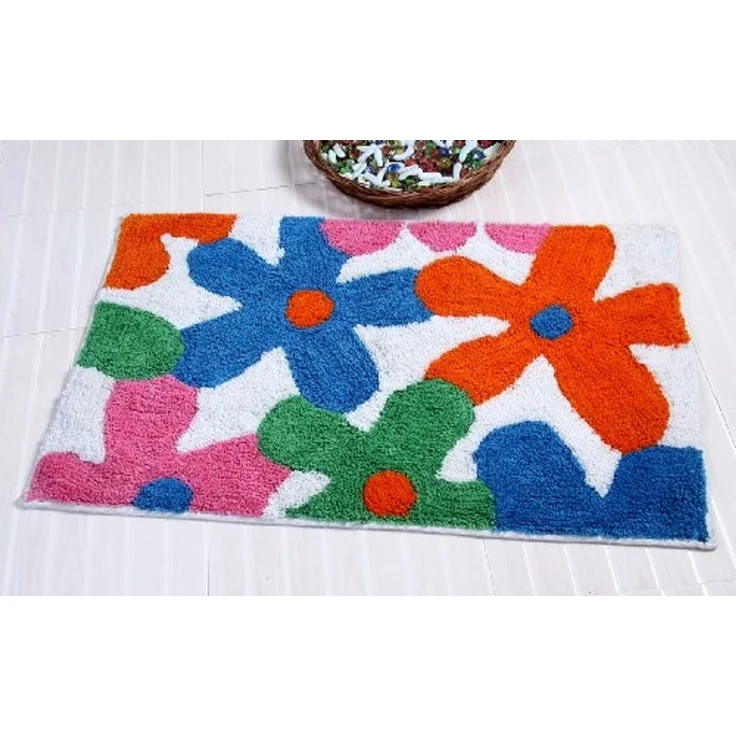 Homescapes Teppich Kinderteppich Bunte Blumen 100% Baumwolle, Höhe: 20 mm – Bild 2