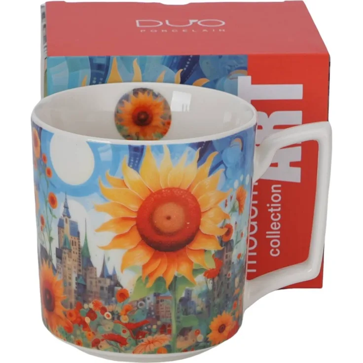 DUO Becher 450 ml MODERN SUNFLOWER New Bone China Porzellan