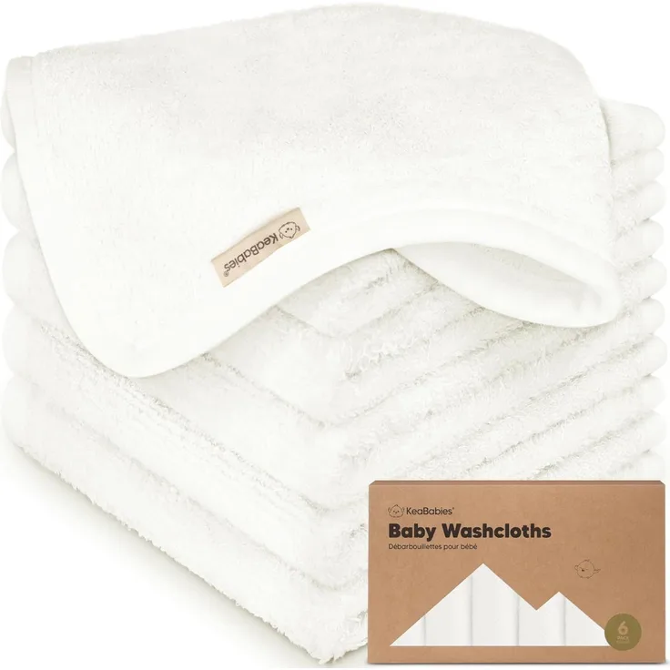 Baby Waschlappen - Bambus Waschlappen Baby Handtuch - weicher Bio Mulltücher Baby Waschlappen Baumwolle - Gesichtstuch für Baby, Erwachsene und Kleinkinder - Kinder Waschlappen (White)