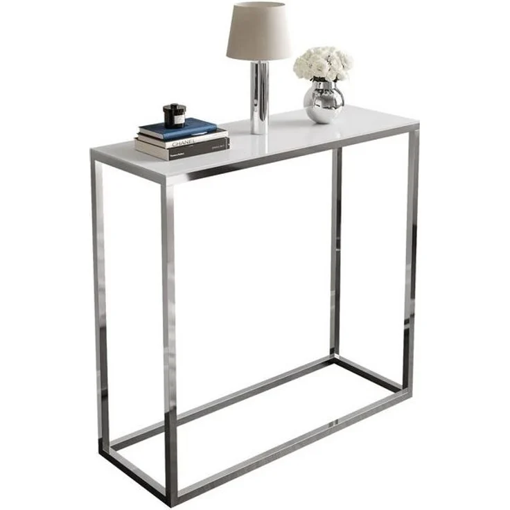 Lookway Konsolentisch MODERN GLASS mit silberfarbenem, verchromtem Gestell (1x Konsole), Breite: 80/100 cm – Bild 3