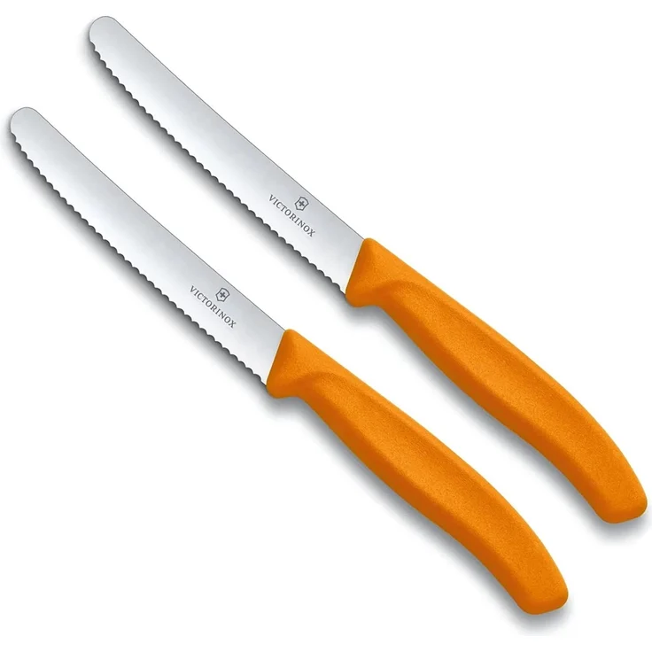 Victorinox | Tafelmesser Duo | Swiss Classic Wellenschliff | Ergonomisch & Spülmaschinenfest | leuchtendes Orange | präzises Schneiden leicht gemacht – Bild 1