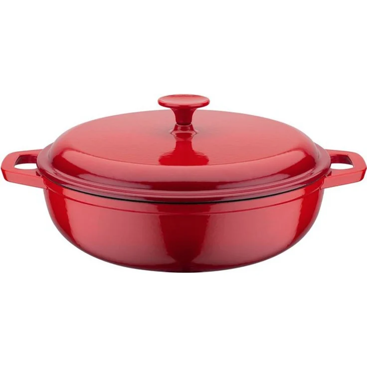 GSW Schmortopf Red Shadow, Gusseisen, Dunstzapfen im Deckel zum Garen im eigenen Saft, Induktion, Ø 30 cm – Bild 2