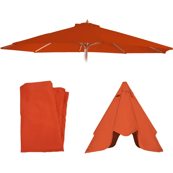 Ersatz-Bezug für Sonnenschirm Florida, Sonnenschirmbezug Ersatzbezug, Ø 3,5m Polyester 8 Streben ~ terracotta