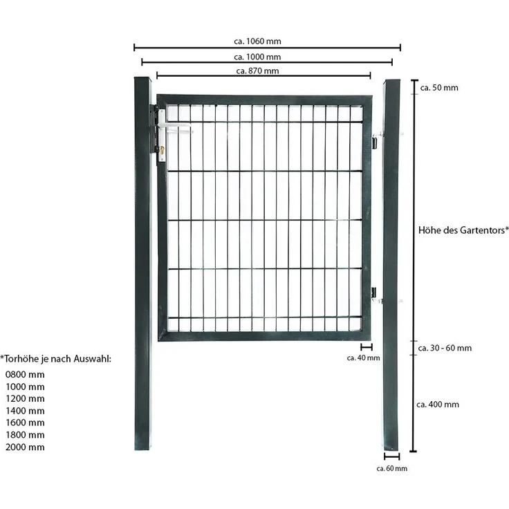 HOME DELUXE Gartentor für Doppelstabmattenzaun PORTARIUS - 160 cm Anthrazit – Bild 6