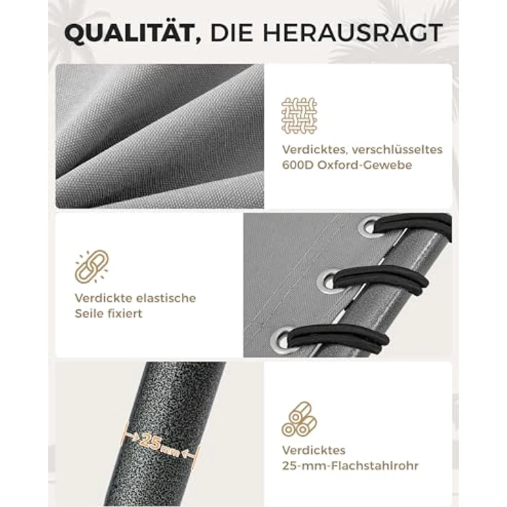 KingCamp Übergroße Sonnenliege Klappbar 5-Fach Verstellbar Gartenliege Liegestuhl Dreibeinliege Liege Campingliege mit Kopfkissen und Seitentasche bis 150 kg für Garten Urlaub Strand Pool 200x68 cm – Bild 9