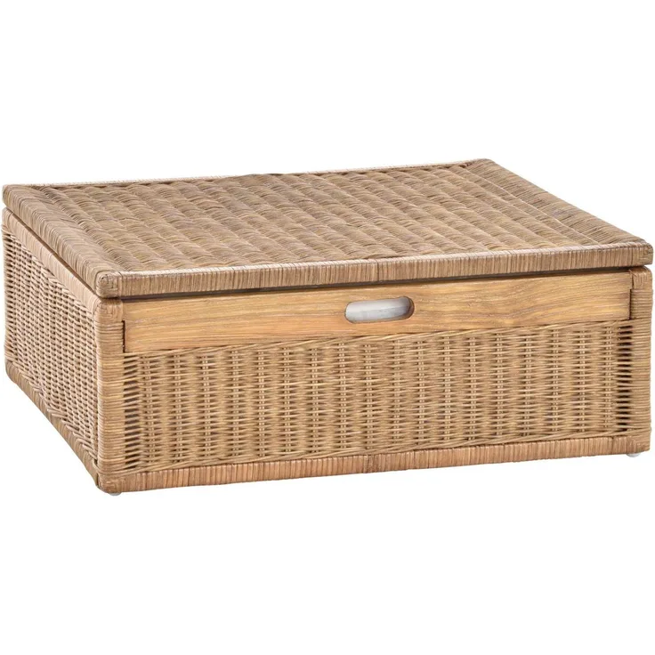 Krines Home Aufbewahrungskorb Großer Unterbett Schub aus Rattan 64 x 58 x 25 cm / Unterbettkommode, mit Deckel, Bett Kasten Korb Kleider Aufbewahrung Box