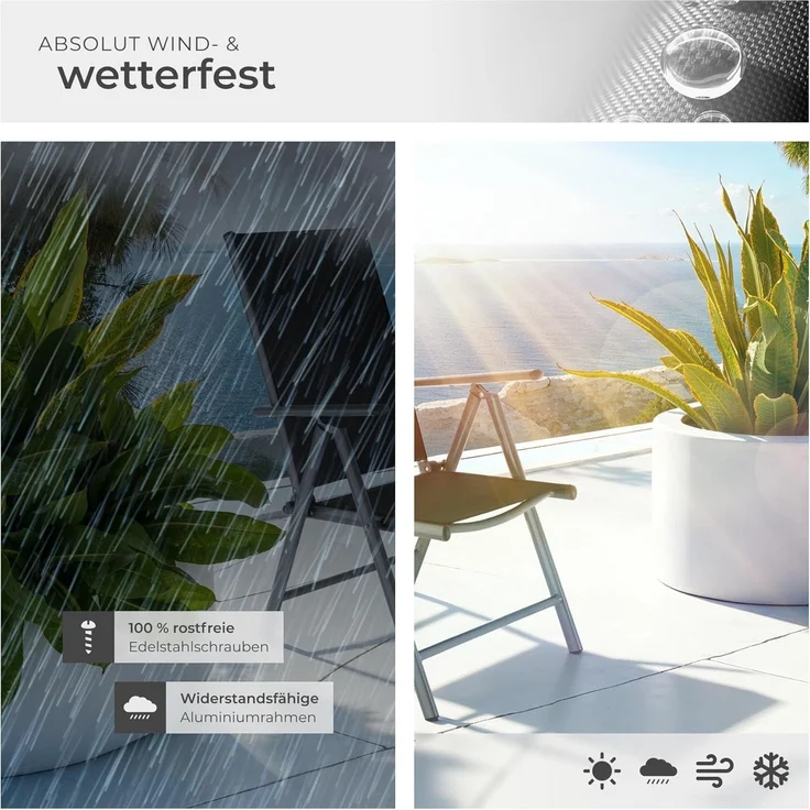 tectake® Aluminium Sitzgruppe 8+1, Gartenmöbel Set mit Stuhl und Tisch, klappbare Gartenstühle, Gartentisch mit Sicherheitsglas, wetterfeste Terrassenmöbel, für Garten Terrasse Balkon - anthrazit – Bild 7