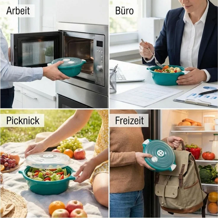 Lantelme Mikrowellenbehälter Mikrowellenbehälter Farbwahl Mikrowellenschüssel Mikrowellen Schüssel, Kunststoff, (1-tlg, Für Mikrowelle, Gefrier- und Kühlschrank, Picknick), Schüssel Dampfventil, Spülmaschinengeeignet, Deutsche Herstellung – Bild 3