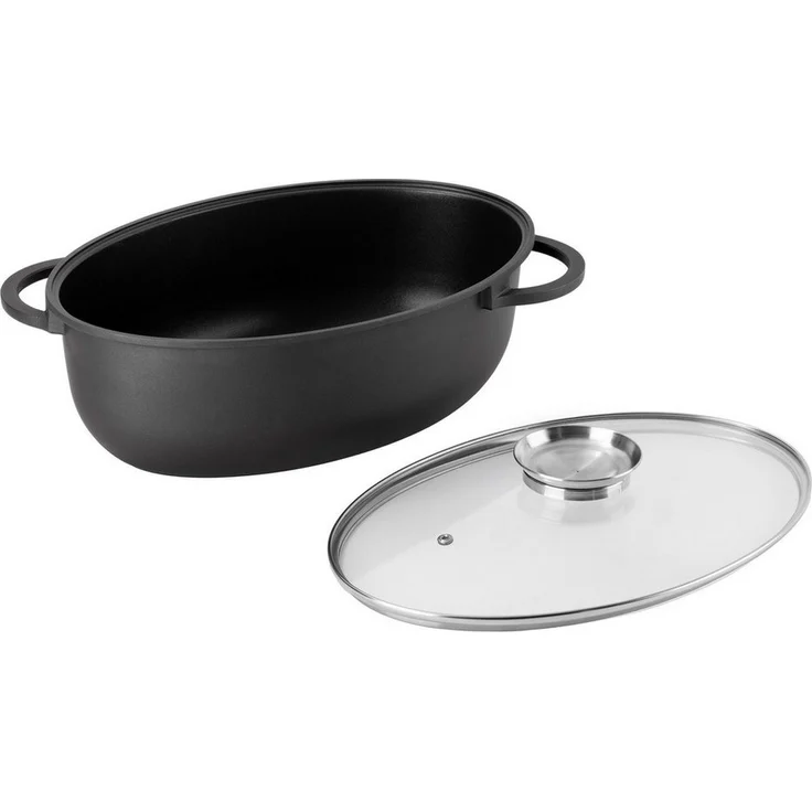 Haushalt International Bräter Aluguss Bräter Brattopf Backofen-Topf mit Glasdeckel, Aluminiumguss (2-tlg), Bräter und Deckel bis 250°C backofenfest – Bild 2
