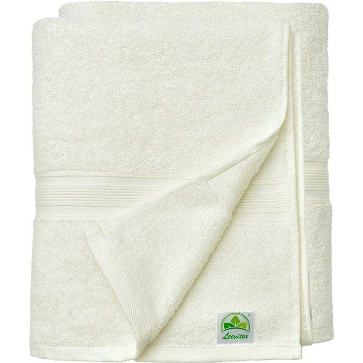 leevitex® Saunatuch Frottee XXL, (2-St), 80 x 200 cm, extra groß & saugfähig, Creme/Naturweiß – Bild 2