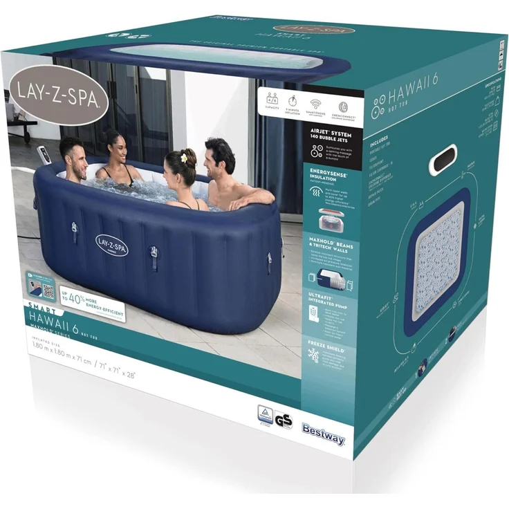 Bestway Energiespar-Whirlpool 180 x 180 x 71 cm Hawaii AirJet | max. 6 Personen | App-Steuerung – Bild 7