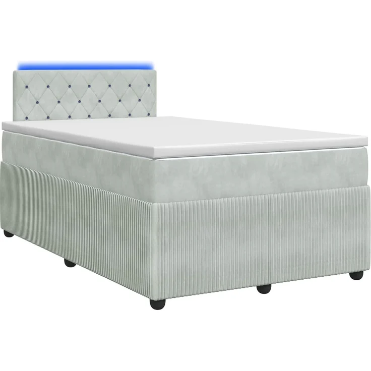 vidaXL Boxspringbett mit Matratze Hellgrau 120 x 200 cm Samt 3453113 – Bild 2