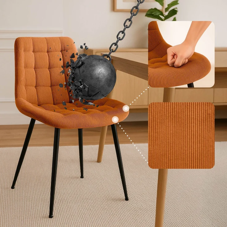 CLP Esszimmerstuhl Sardna Cordbezug gepolstert mit Rückenlehne,orange – Bild 4
