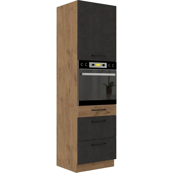 Vigo Hochschrank 60 cm Eiche Lancelot Matera Grau Küchenzeile Küchenblock Küche