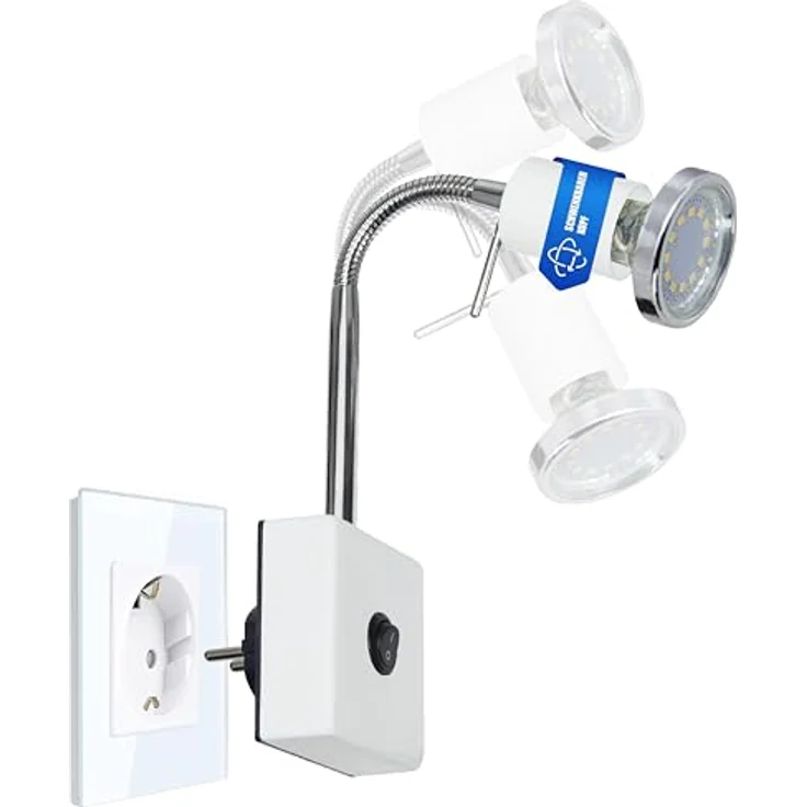 TRANGO LED Nachtlicht, 2607W LED Steckerleuchte *EVIE* Wandleuchte, Leselampe, Küchenlampe, Nachtlicht in Weiß matt inkl. 1x 3 Watt GU10 LED Leuchtmittel 3000K warmweiß, Wandlampe, Küchenlampe, Steckerlampe – Bild 3