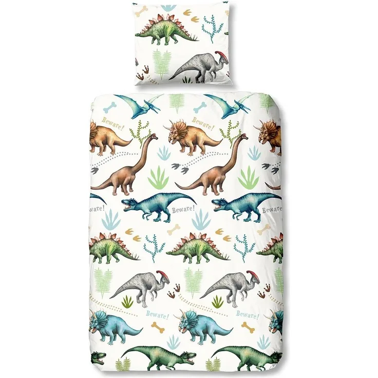 TRAUMSCHLAF Bettwäsche Dinosaurier, Renforce, 2 teilig, aus glatter 100% Baumwolle