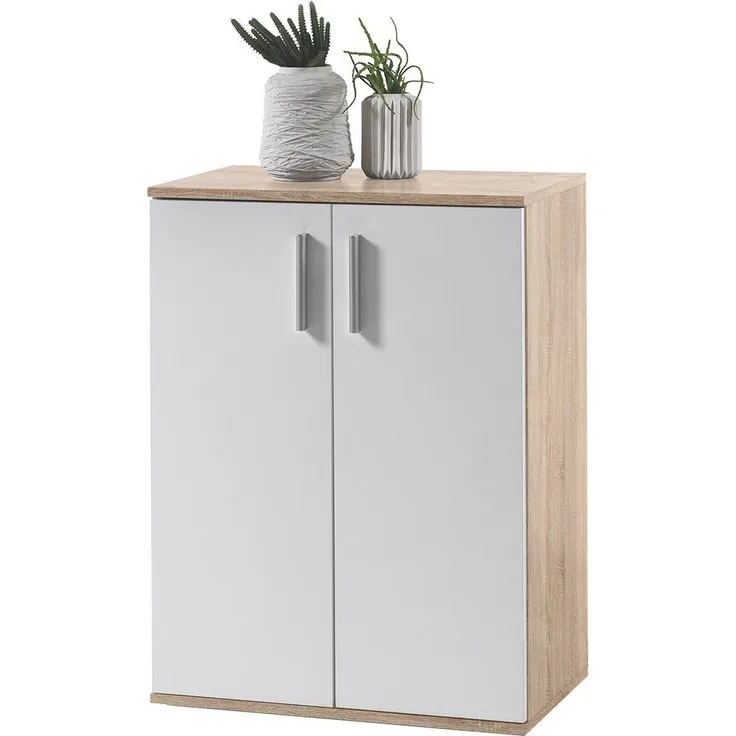 36-101-68 Bobby Sonoma Eiche / weiß Kommode Beistellkommode 2 Türig ca. 60 cm