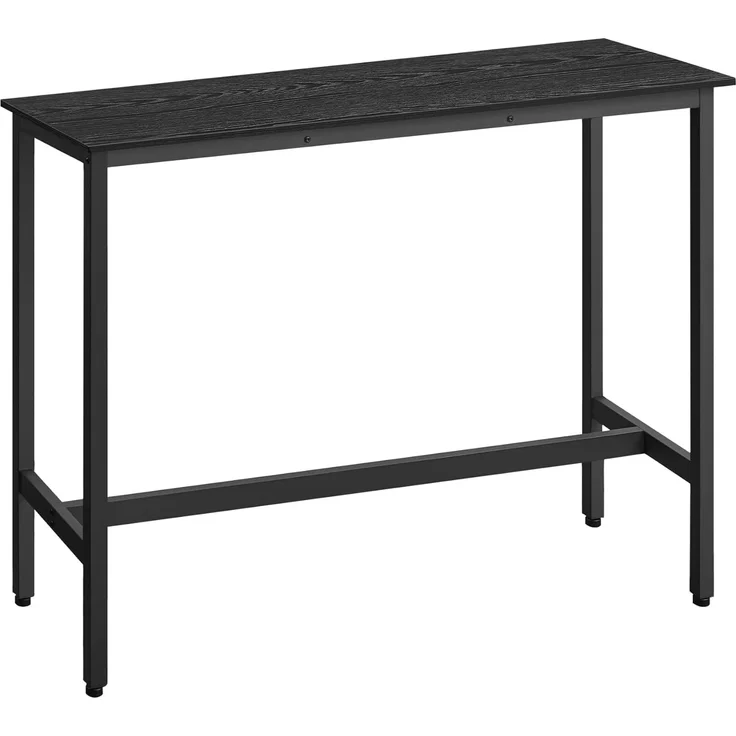Vasagle Bartisch, Küchentisch, Küchentresen, rechteckiger Stehtisch, Metallgestell, 40 x 120 x 90 cm, einfacher Aufbau, schmal, Industrie-Design, ebenholzschwarz-tintenschwarz LBT120B56 – Bild 1