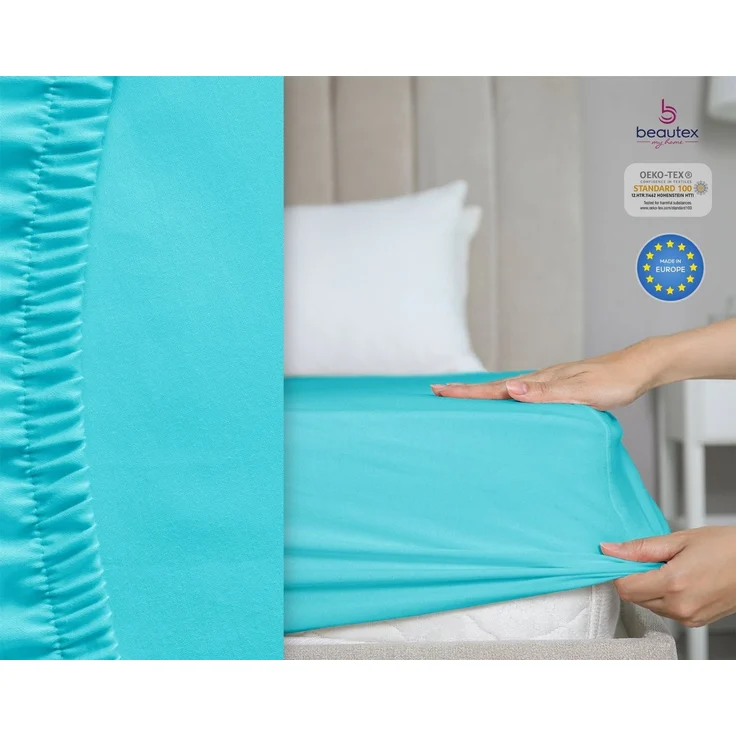 Beautex Spannbettlaken Spannbetttuch Jersey Baumwolle Premium, Jersey, Gummizug: rundum, (1 Stück), atmungsaktiv, hautfreundlich, perfekte Passform, formstabil, 160 g/m² – Bild 2
