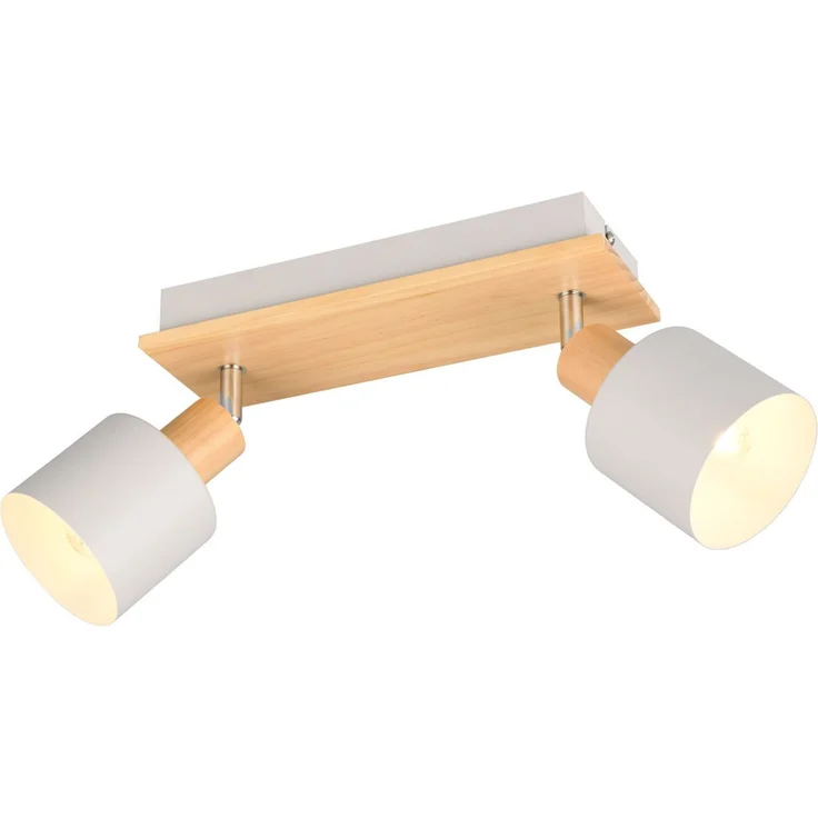 Deckenstrahler SHANTI Hellgrau mit Holz 2-flammig, Breite 30cm – Bild 2