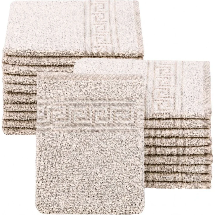 ZOLLNER 20er Set premium Waschhandschuhe, Mischgewerbe, 16x22 cm, braun – Bild 1
