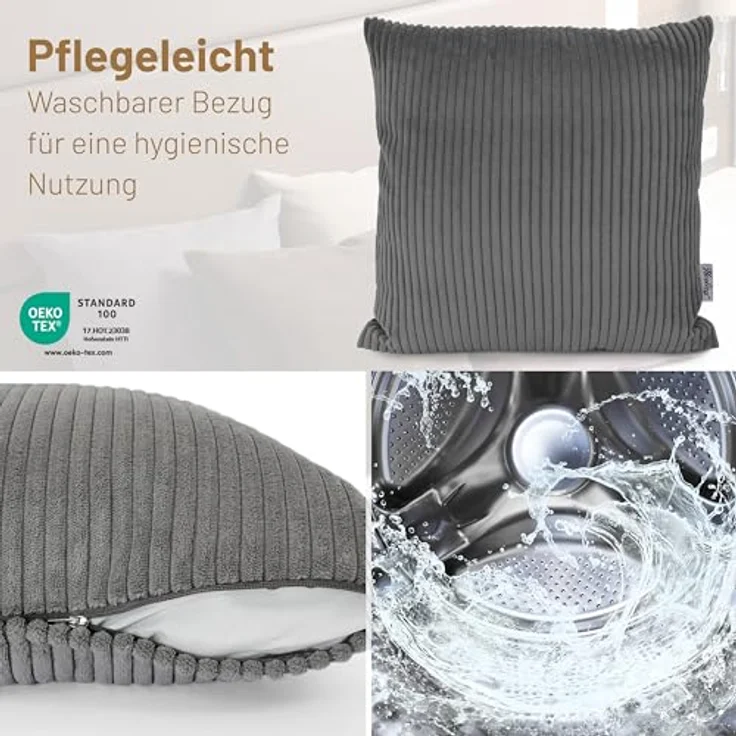 Herlag Kissenhülle ELLA, Kissenbezug, 40x40cm, Cord, Wohnzimmer, Dekokissenhülle – Bild 8