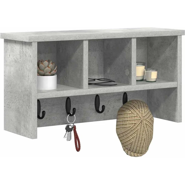 vidaXL Wandmontierter nachttisch mit Regal Beton Grau 50 x 16 x 26 cm 874310 – Bild 3