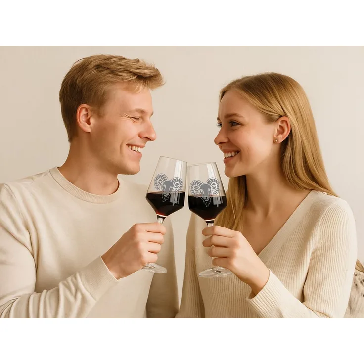 eXODA Weinglas Sternzeichen Widder 350ml spülmaschinenfest mit schöner Gravur, 1-tlg, Glas, Atemberaubende Darstellung