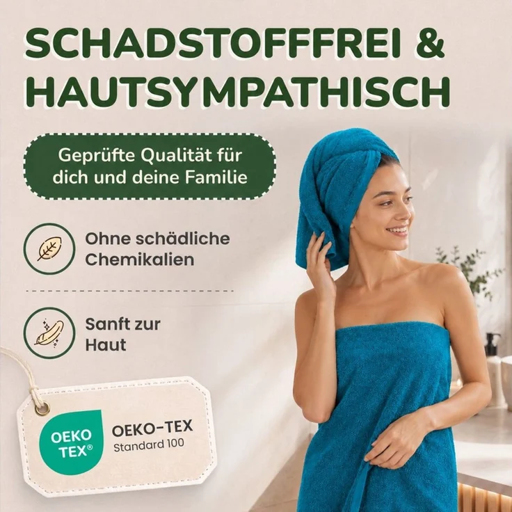 leevitex® Handtücher 8er-Set, 50 × 100 cm, aus 100% Baumwolle, Petrol, Frottee (Set, 8-St), OEKO-TEX® STANDARD 100 zertifiziert und hochwertig verarbeitet – Bild 3