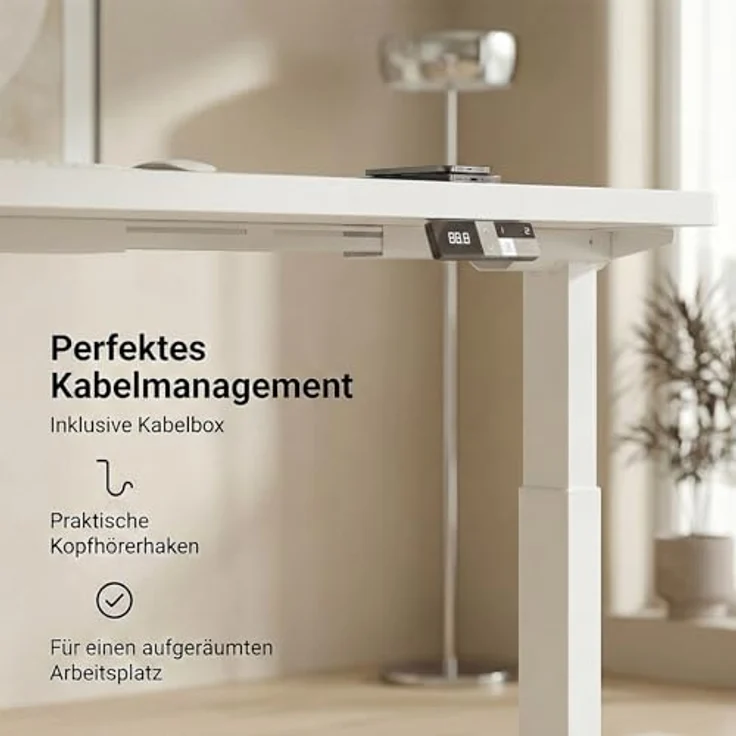 Devoko Höhenverstellbarer Schreibtisch 180x80 cm elektrisch, Höhenverstellung 71-121 cm mit Smart Control, 120 kg Tragkraft, für gesundes Arbeiten – Bild 6