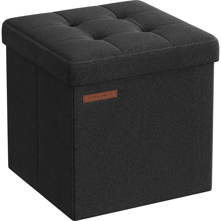 Songmics 30 cm Sitzbank mit Stauraum, klappbare Sitztruhe, Aufbewahrungsbox, Fußbank, basisschwarz LSF028B01 – Bild 1