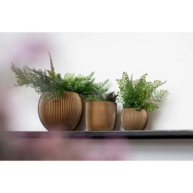Capi Europe Übertopf rund Nature Groove, handgefertigt aus Polyester, Schwarz, Ø 14 x H 13 cm – Bild 5