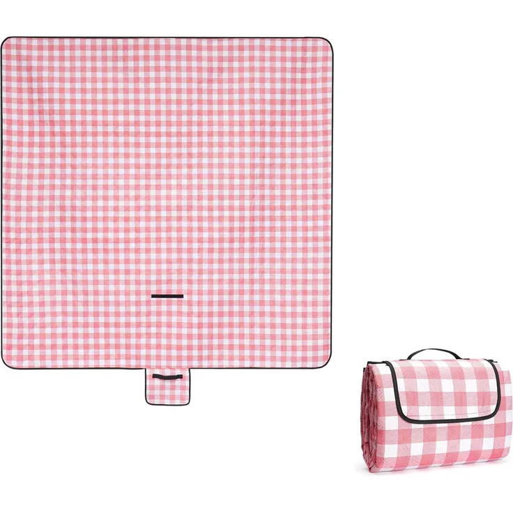 Oak & Tea Picknickdecke Wasserdicht 200x200 cm XXL Sandfrei Isoliert Maschinenwaschbar Stranddecke Campingdecke für Strand und Outdoor （Rot Weiß，200x200 cm）