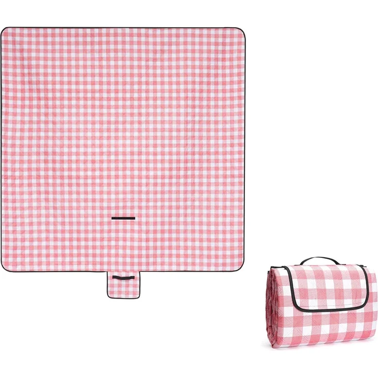 Oak & Tea Picknickdecke Wasserdicht 200x200 cm XXL Sandfrei Isoliert Maschinenwaschbar Stranddecke Campingdecke für Strand und Outdoor （Rot Weiß，200x200 cm）