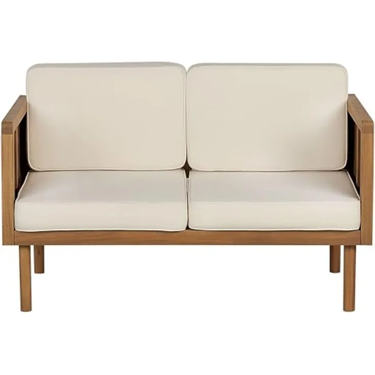 Beliani 'BARATTI' 2 Sitzer Sofa, Akazienholz braun, 122 x 65 x 76 cm