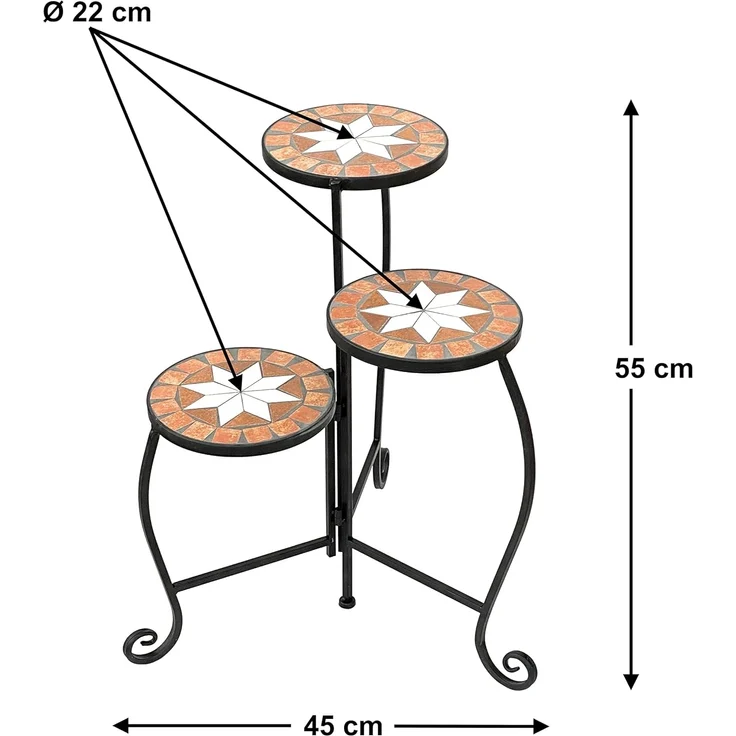 Blumentreppe Merano 12020 Mosaik 55cm Blumenständer Blumenregal Blumenhocker – Bild 2