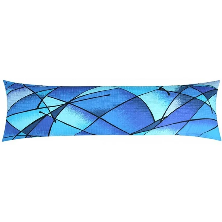 Heubergshop Seitenschläferkissenbezug, (1 Stück), Seersucker 40x145 cm 100% Baumwolle Wildes Muster Blau Modern (183/2) – Bild 2