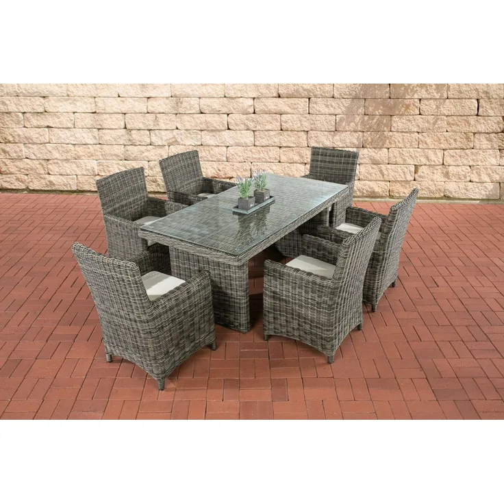 CLP Polyrattan Sitzgruppe Fontana,grau-meliert cremeweiß