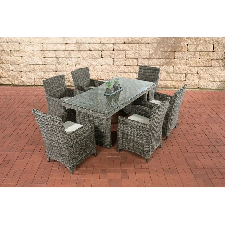 CLP Polyrattan Sitzgruppe Fontana,grau-meliert cremeweiß – Bild 1