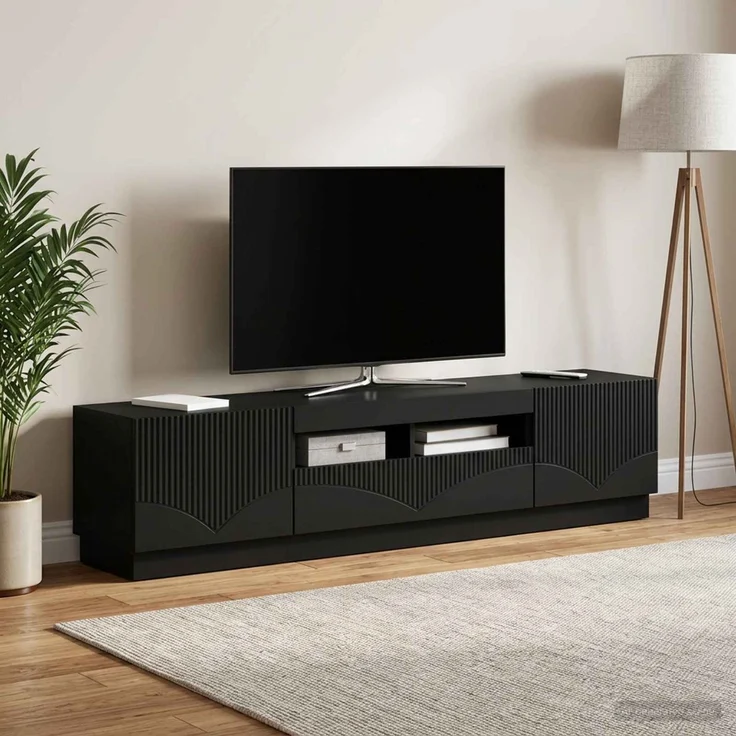vidaXL LED-TV-Schrank HOORN 3 stk. Schwarz Holzwerkstoff 3416838 – Bild 1