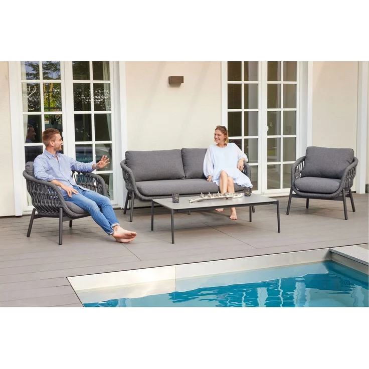 Lounge-Set Cliff / Bari, Rope, Schwarz – Bild 2