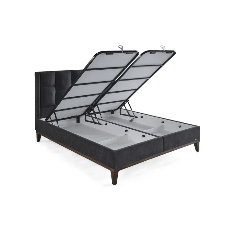 Schlafzimmer-Set "Rina" – Bett mit Bettkasten und Matratze , Nachttisch, Bettbank-Anthrazit – Bild 10