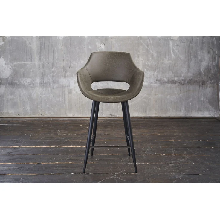 KAWOLA Thekenhocker ZAJA Barstuhl Sitzhöhe 65 cm Microfaser oliv 103 x 59 x 57 cm – Bild 2