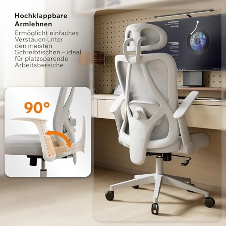 SENSE7 Gaming Stuhl Bürostuhl Ergonomisch Schreibtischstuhl Office Chair Chefsessel Drehstuhl Schreibtischsessel Verstellbar für Home Office Gamer PC bis 150kg Computerstuhl Bürosessel - Noxo Grau – Bild 6