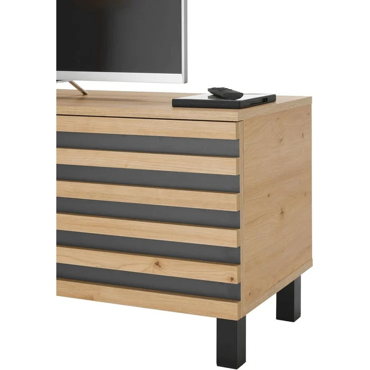 ANKARA TV-Lowboard in Artisan Eiche Optik, Schwarz - Moderner TV Schrank mit viel Stauraum für Ihr Wohnzimmer - 166 x 44 x 40 cm (B/H/T) – Bild 3
