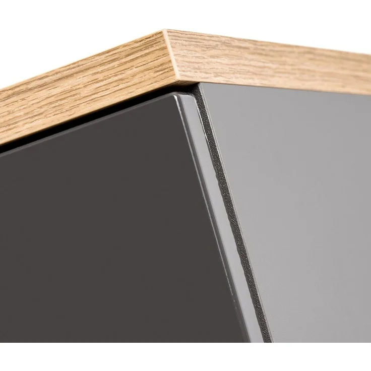 Badezimmer Hängeschrank SOLNA-56, Hochglanz grau mit Wotaneiche, B x H x T ca. 35 x 70 x 20cm – Bild 4