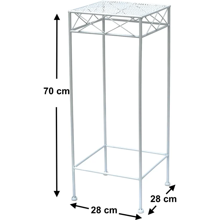 DanDiBo Blumenhocker Weiß Metall Eckig 70 cm Blumenständer 96314 L Beistelltisch Blumensäule Modern Pflanzenständer Pflanzenhocker – Bild 2