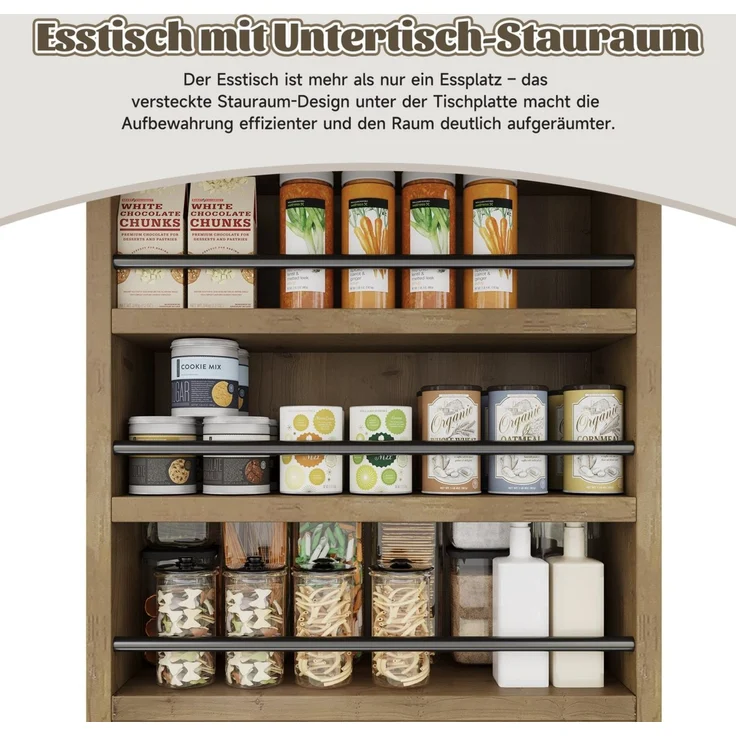 Merax Ausziehbarer Esstisch 150/200 * 90 cm, geeignet für 6–8 Personen,Mit Stauraum, verdickte Tischplatte, Ausziehbarer Esstisch im skandinavischen Stil, Eichenfarbe – Bild 6